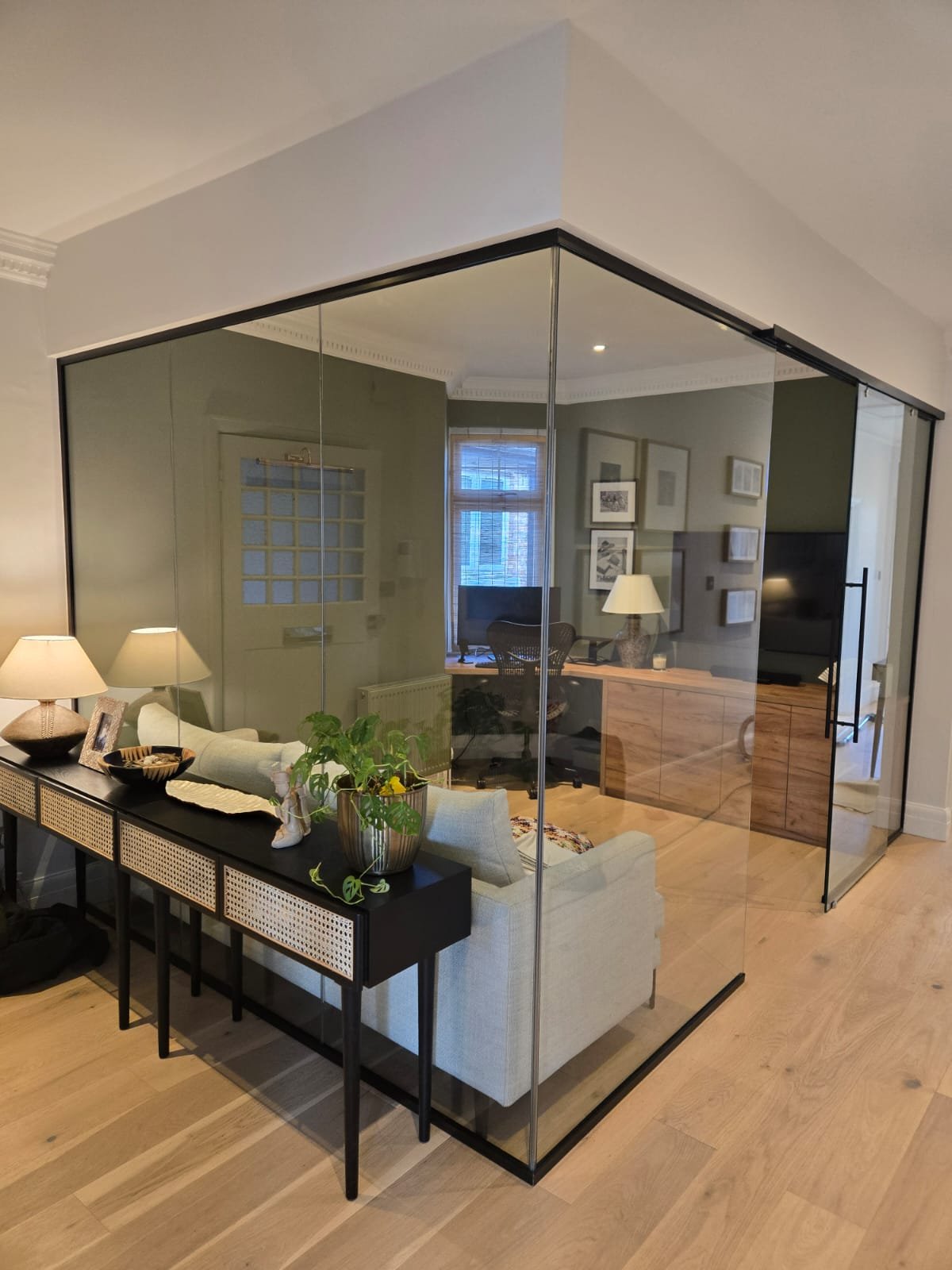 Glass box home office partition